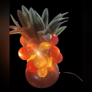 Vibrant  1960s Pineapple Lamp with Colorful Glow